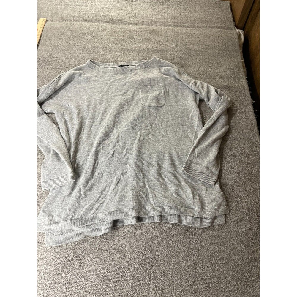 Talbots Sweater Womens Petite Large P L Gray Long Sleeve Pull Over Pocket